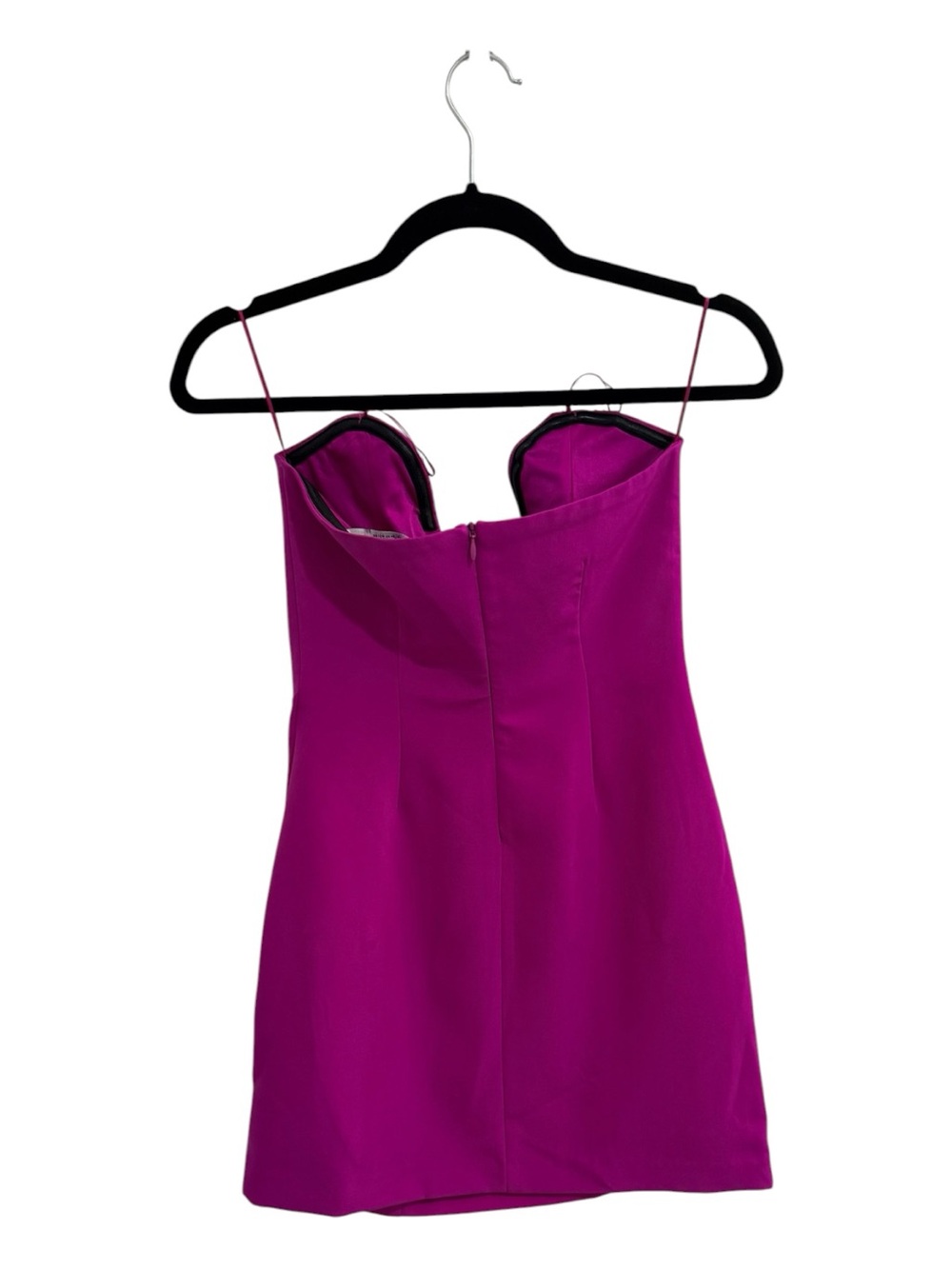 Zara Strapless Plunge Neck Fuchsia Sheath Dress - Picture 2 of 6